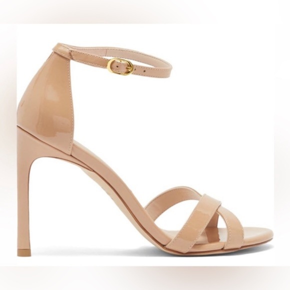 Stuart Weitzman Nudistsong Cross ankle strap‎ Adobe Heels Shoes size 11.5 new - Picture 1 of 7